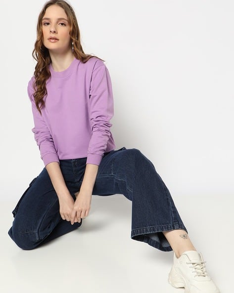 Women Regular Fit Crew-Neck Sweatshirt