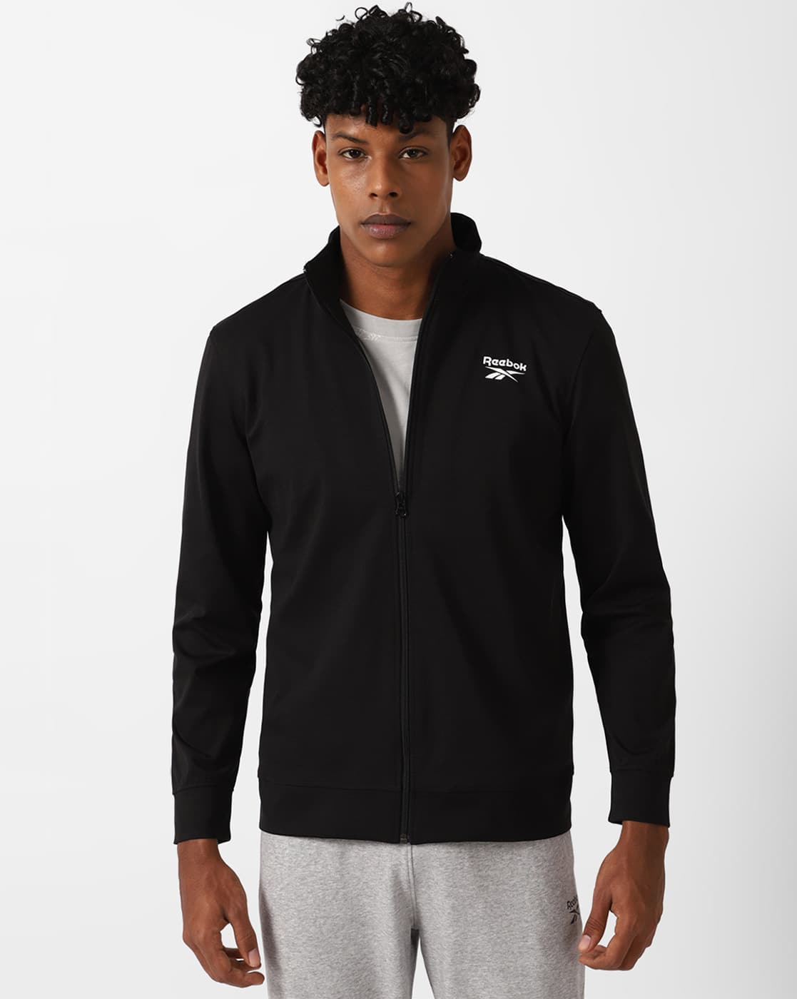 Buy Reebok Regular Fit Zip-Front Track Jacket Online | Ajio.com