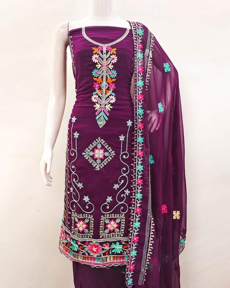 Embellished Unstitched Dress Material Price in India