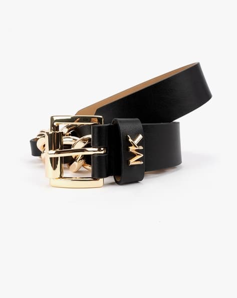 Buy Michael Kors Leather Belt with Chain Black Color Women