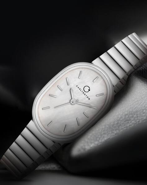 Carlington Iconic 2031 Silver Analogue Wrist Watch with Chain Strap