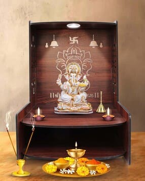 olive tree Wooden Pooja Mandir Wall Mounted Shelf-picture-11