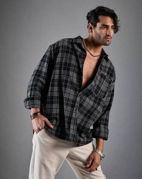 subculture WOOL CHECK SHIRT / BLACK×GRAY -1117Wx1400H-441123662-grey-