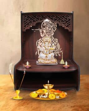 olive tree Wooden Pooja Mandir Wall Mounted Shelf-picture-50