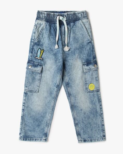 Boys Heavily Washed Straight Fit Jogger Jeans