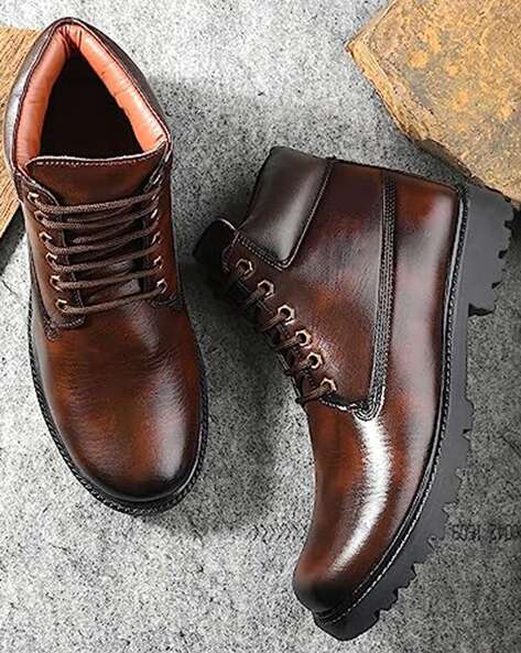 Men Round-Toe Lace-Up Boots