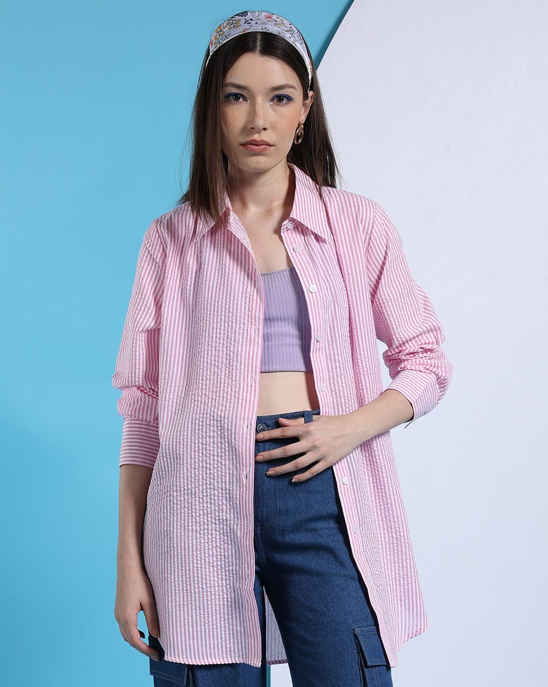 Women Striped Oversized Shirt