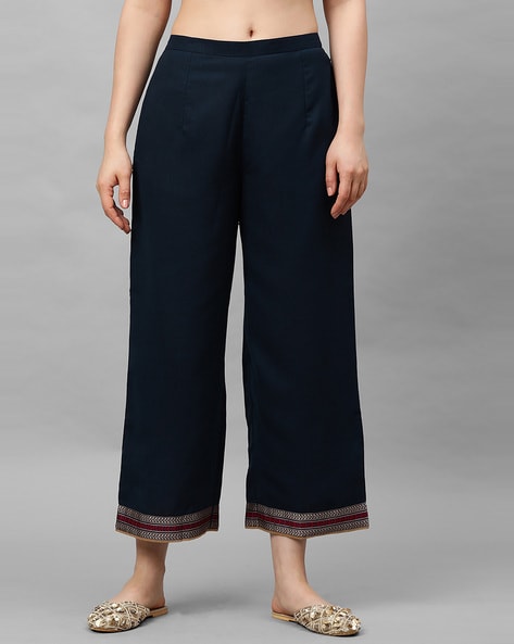 Women Palazzos with Semi-Elasticated Waist Price in India