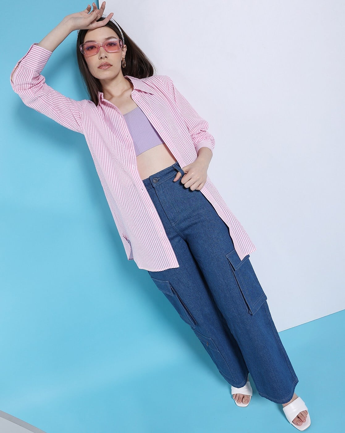 Women Striped Oversized Shirt