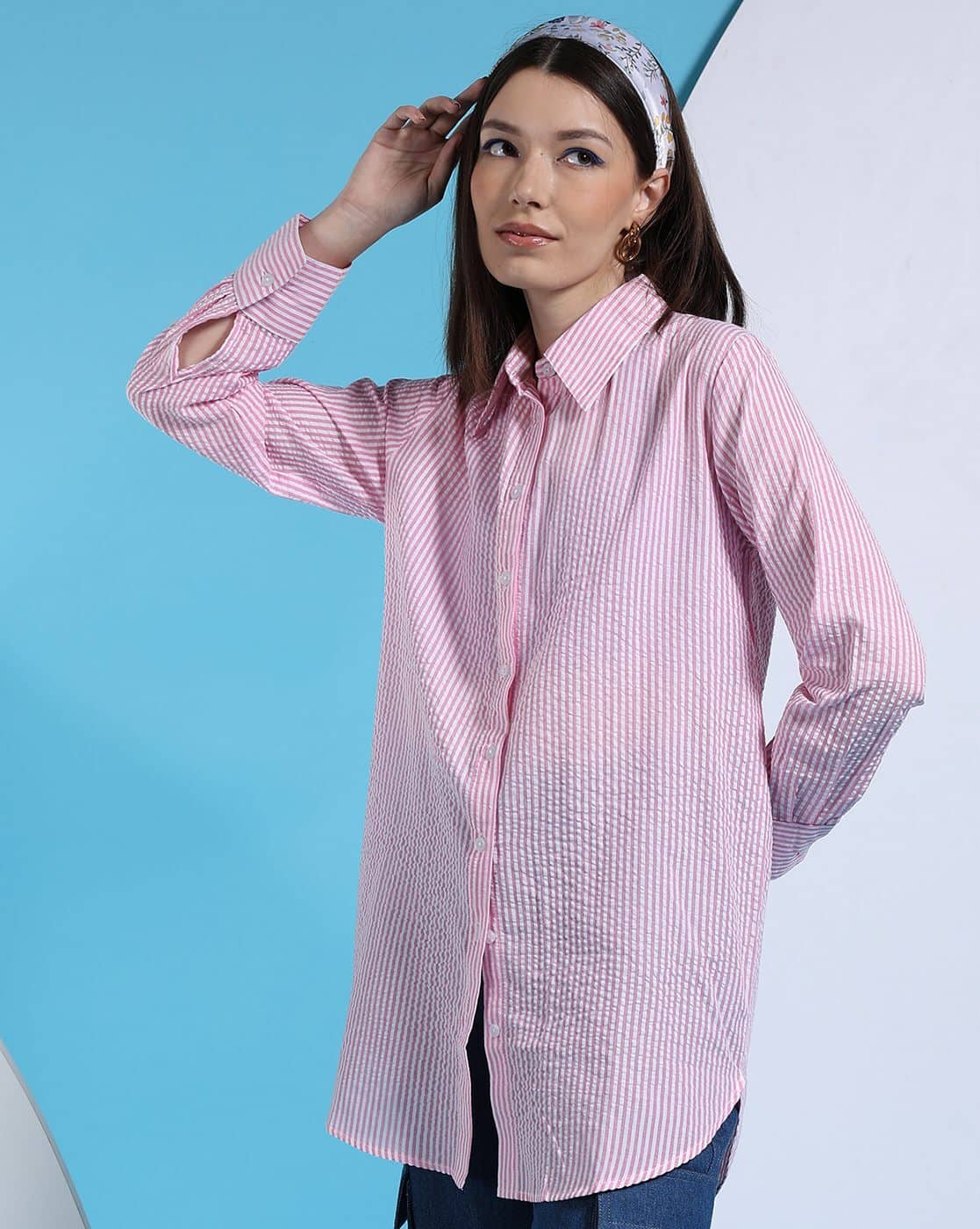 Women Striped Oversized Shirt