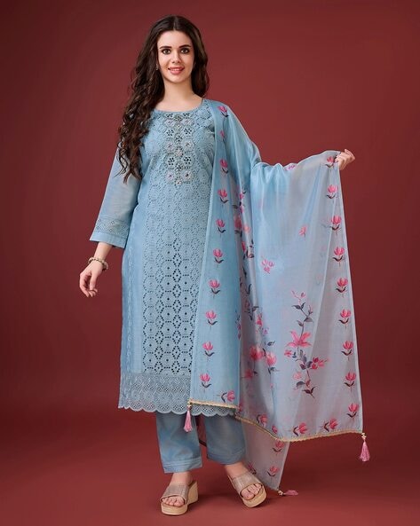 Blue Kurta Suit Sets for Women by MOJILAA Online | Ajio.com