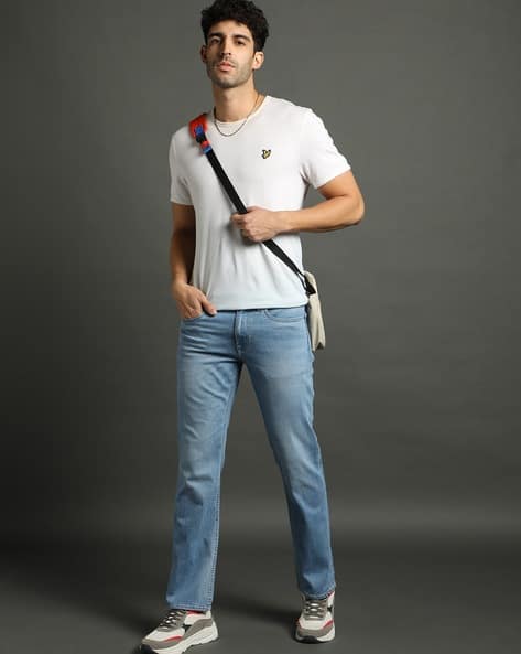 Men Mid-Wash Slim Straight Fit Jeans