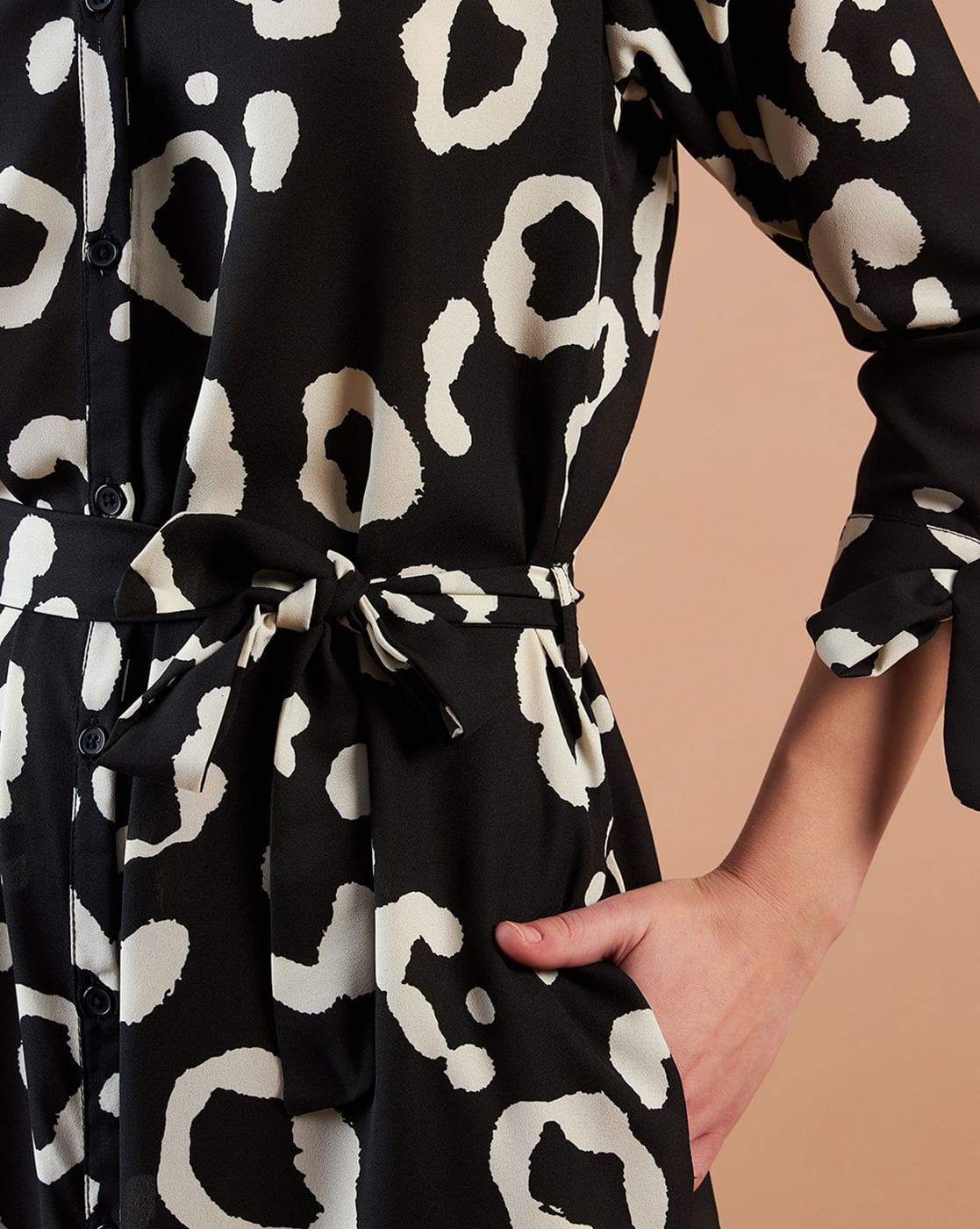 Women Printed Loose Fit Shirt Dress