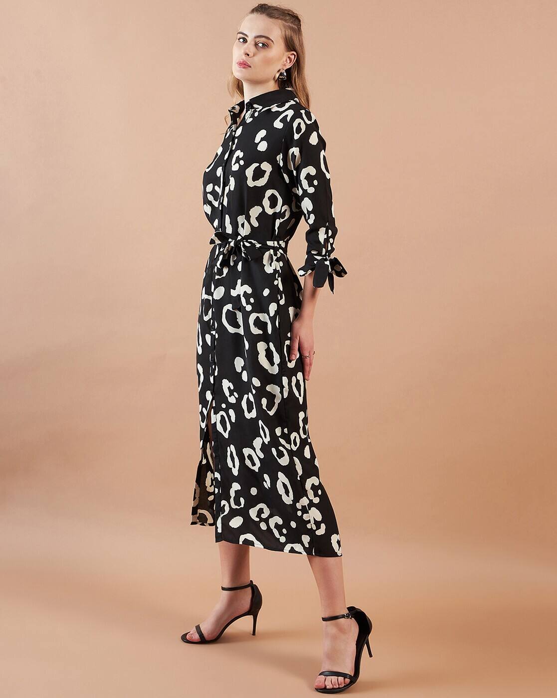 Women Printed Loose Fit Shirt Dress
