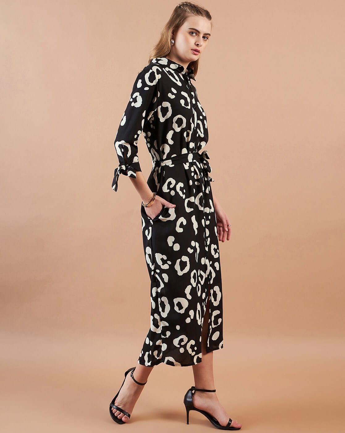 Women Printed Loose Fit Shirt Dress