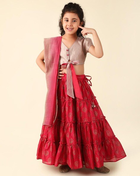 Foil Printed Lehenga Choli with Dupatta Set