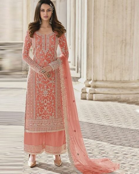Embroidered Semi-Stitched Kurta Bottom with Dupatta Price in India