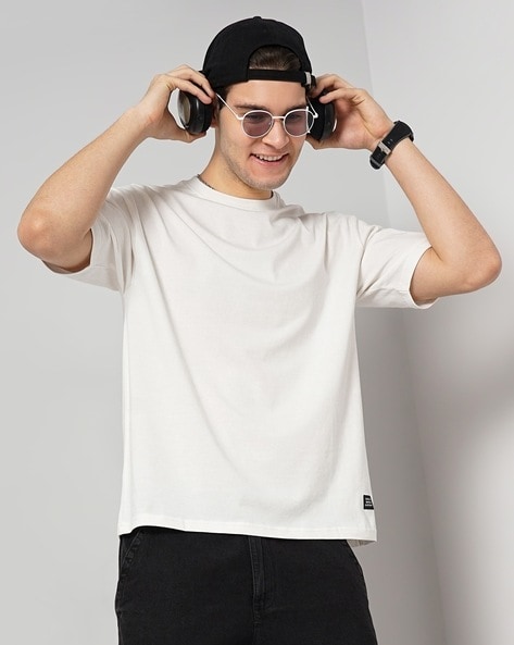 Men Oversized Crew-Neck T-Shirt with Half Sleeves