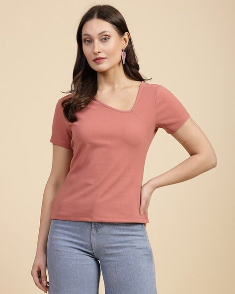 FREEHAND Women Fitted Asymmetric-Neck Top
