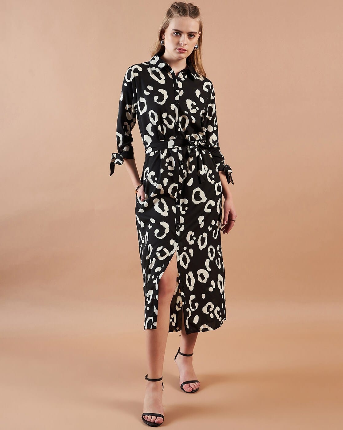 Women Printed Loose Fit Shirt Dress