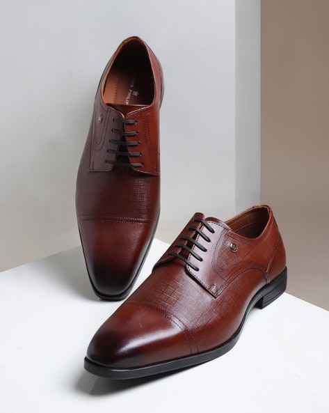 Men Patterned Round-Toe Derby Shoes