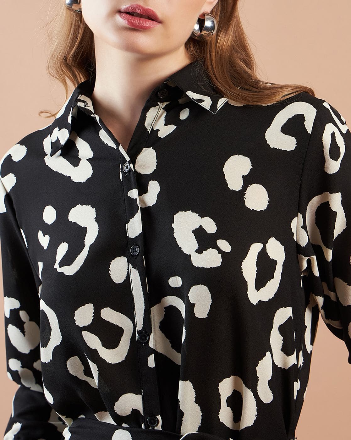 Women Printed Loose Fit Shirt Dress