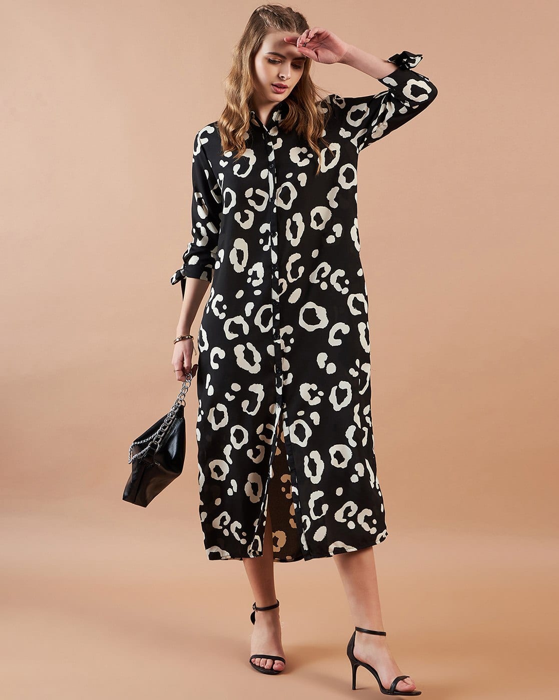 Women Printed Loose Fit Shirt Dress