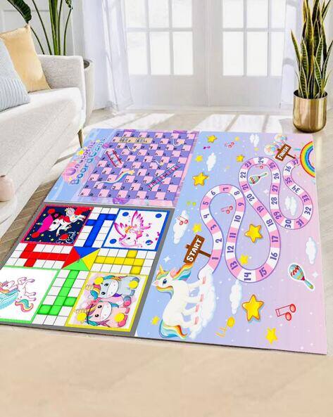 Muren 3 in 1 Games Printed Circus Reversible Rug 4' x 4'