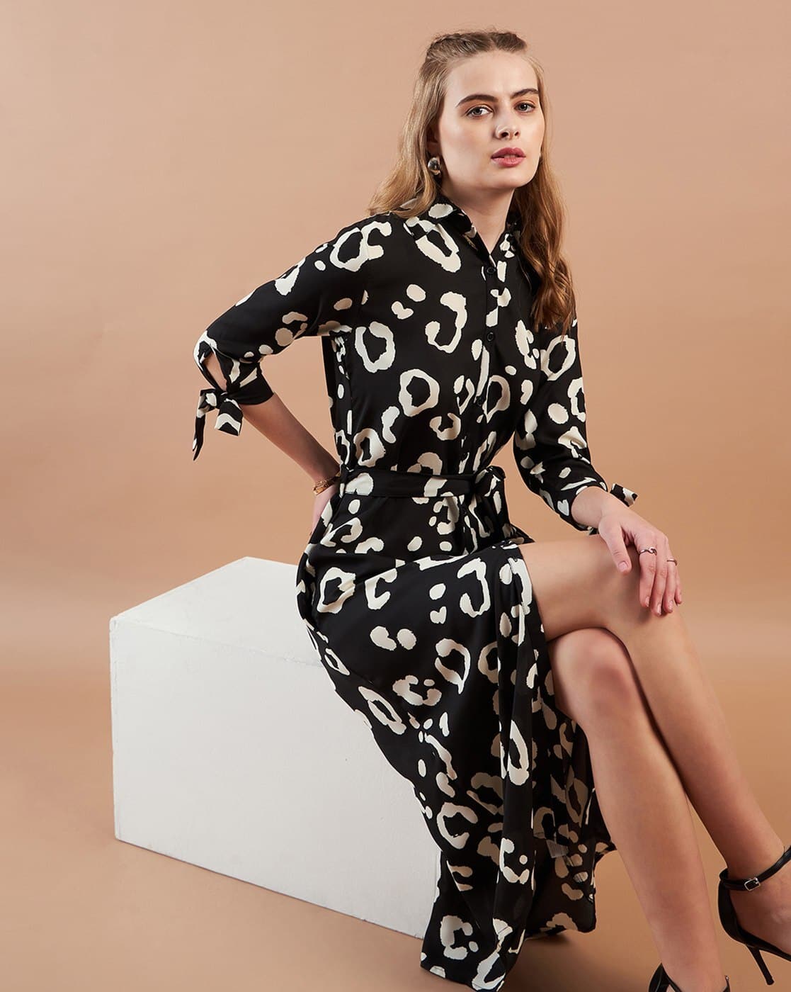 Women Printed Loose Fit Shirt Dress