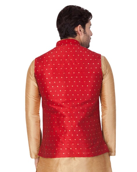 Men's Red Green Digital Print Nehru Jacket - Aks Men – Trendia