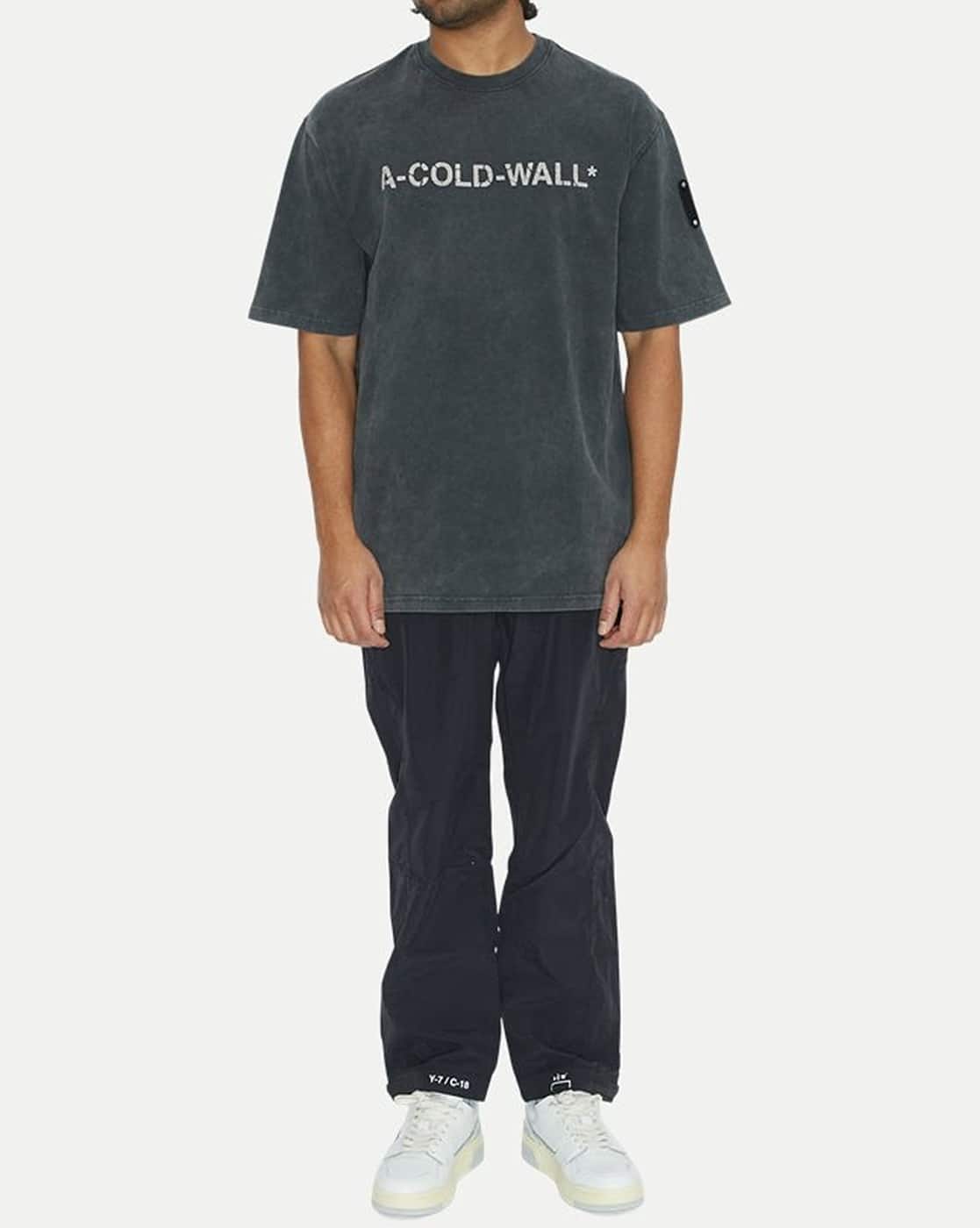 ★A-COLD-WALL★ Overdye Logo Short Sleeve T-Shirt Onyx ACWMT A-COLD-WALL* Men's Overdye Logo T-Shirt in Onyx A-Cold-Wall*