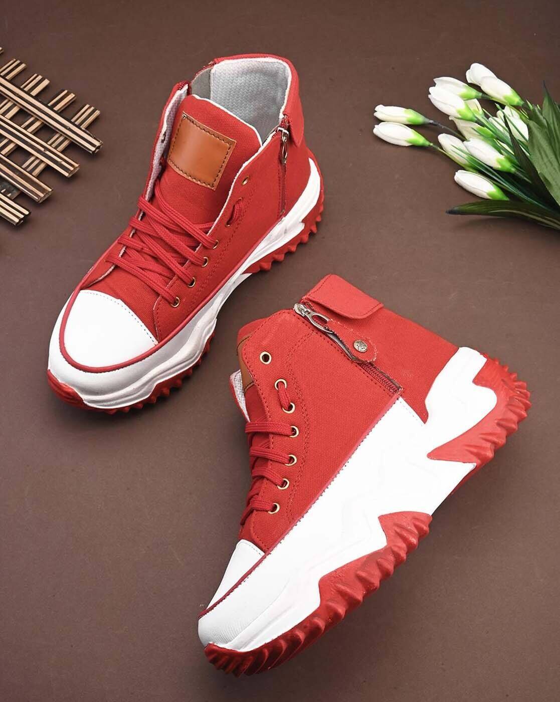 Buy JEEVI Lace-Up Sneakers with Side Zip Online | Ajio.com