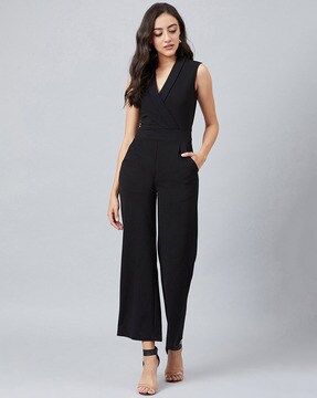 Dropship Fitted Overall Jumpsuit; Chunky V-Neck Sleeveless