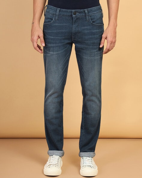 Wrangler Men Lightly-Washed Low-Rise Jeans