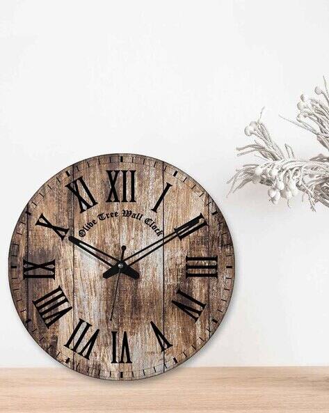 Olive Tree Printed Silent Movement Wooden Wall Clock