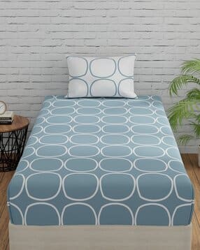huesland 144 TC Geometric Print Single-Size Bedsheet with Pillow Covers-picture-13