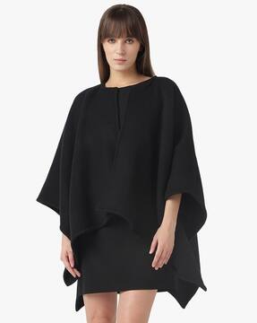 Buy GIORGIO ARMANI Solid Pattern Lady Cape | Black Color