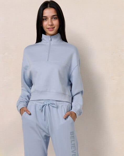 High-Neck Half-Zip Sweatshirt