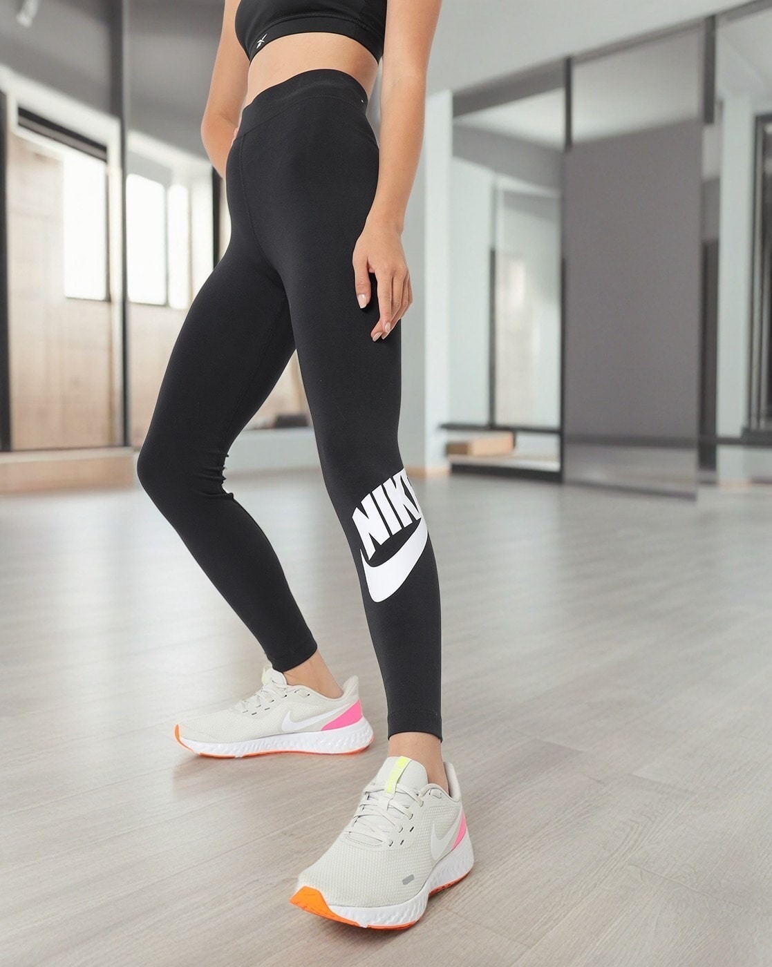 Buy Nike Women's Nike Sportswear Futura Print High Rise Tights  (Black/White, Size XL) Online