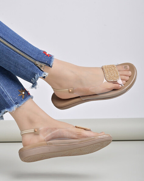 Beige Flat Sandals for Women by Shoetopia Online | Ajio.com