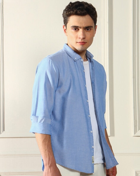 Men Regular Fit Button-Down Collar Shirt