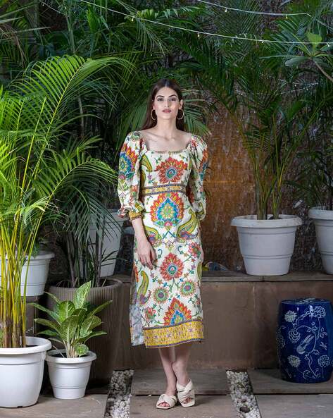 Buy Ranna Gill Paisley Print A-line Dress, Multicolour Color Women