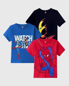 kuchipoo Pack of 3 Boys Relaxed Fit Round-Neck T-Shirts-picture-28