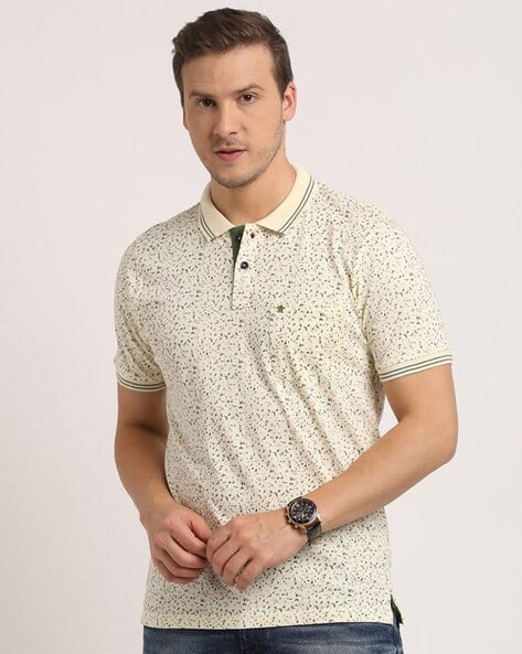 Men Micro Print Slim Fit Polo T-Shirt