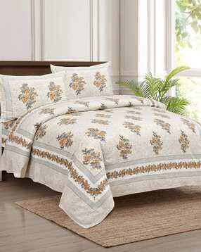 jaipur fabric 150 GSM Floral Print Double Bedsheet with Pillow Covers-picture-20