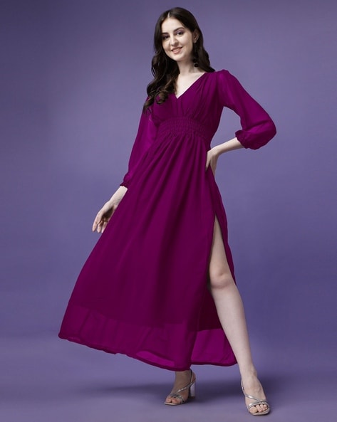 BELLİSSE Short Sleeve Maxi Lycra Bodycon Regular Purple Wedding Guest Dress  Bel4626lıl