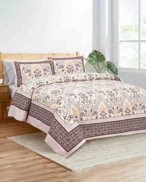 150 GSM Floral Print Double Bedsheet with Pillow Covers-image-4