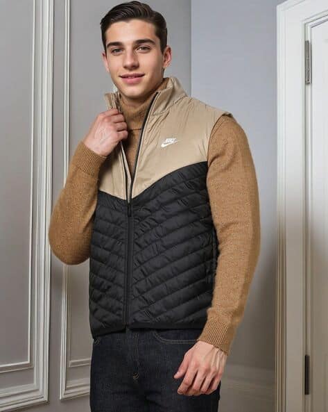 Men Quilted Zip-Front Regular Fit Gillet