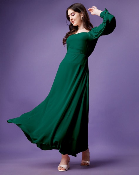 Green Satin Evening Dresses from the Darius Collection
