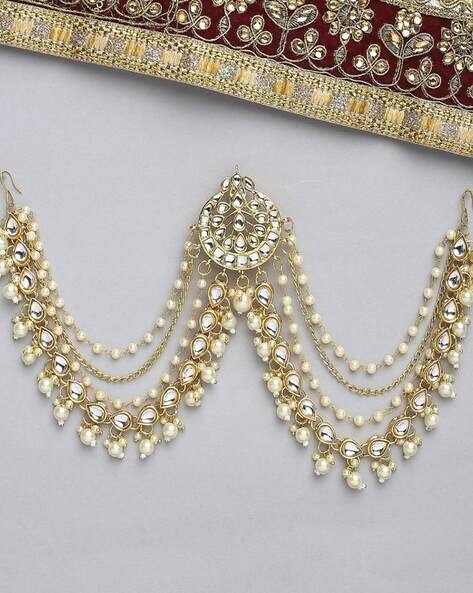 Fabula Women Gold-Plated Stone-Studded Sheeshphool